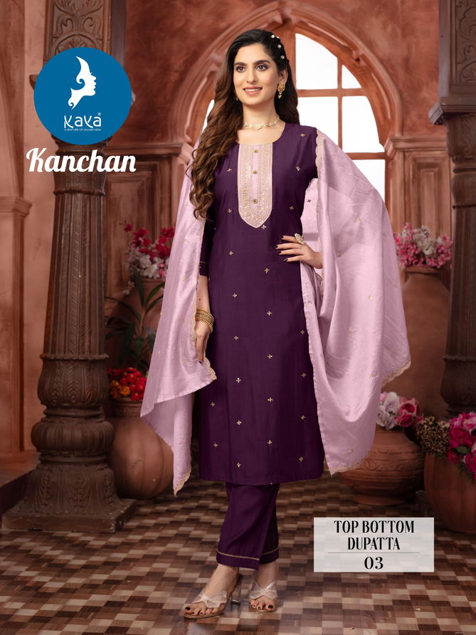 Kanchan By Kaya Roman Silk Designer Kurti With Bottom Dupatta Wholesale Shop In Surat